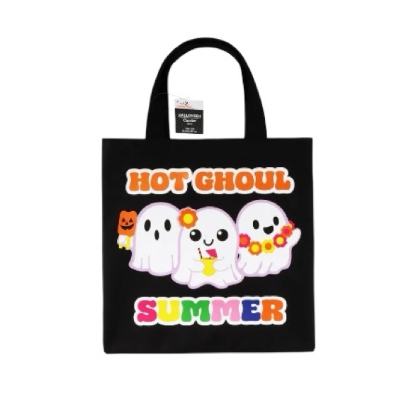 Celebrate It Black Tote Bag with Colorful Ghosts - Picture 1 of 7